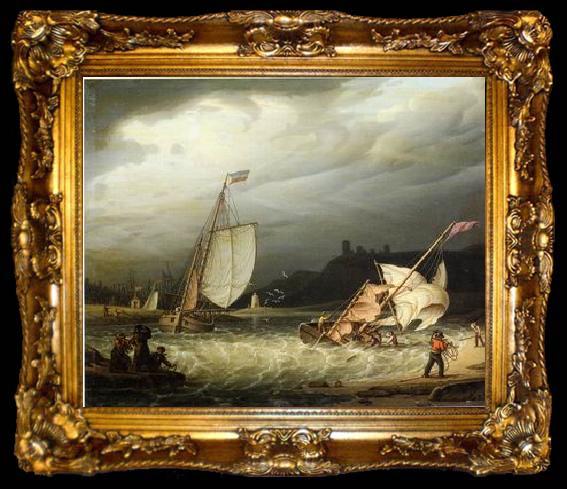 framed  unknow artist Seascape, boats, ships and warships.64, ta009-2